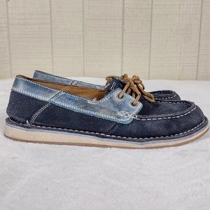 Ariat Cruiser Castaway Boat Shoes Navy Blue Suede Leather